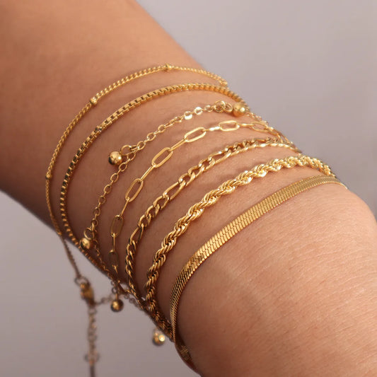 Simple Style Geometric 316L Stainless Steel 18K Gold Plated Bracelets In Bulk