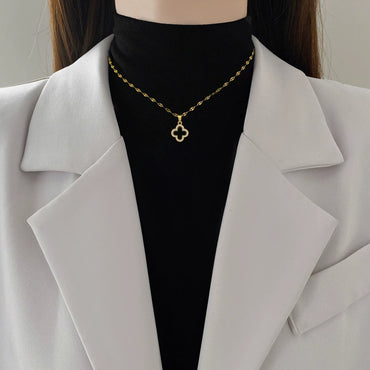 Titanium Steel Geometric Light Luxury Microinlaid Electroplating Women's Necklace Earrings Set