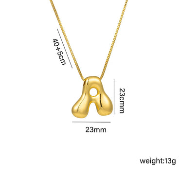 Wholesale Chubby Cute Q Version Balloon Bubble Pendant Necklace With 26 English Letter Pattern Titanium Steel Material Electroplating Treatment In Vacuum Furnace For Women