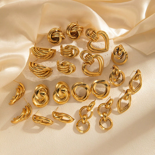 Wholesale Women's Retro Titanium Steel Geometric Circle Earrings With Electroplating