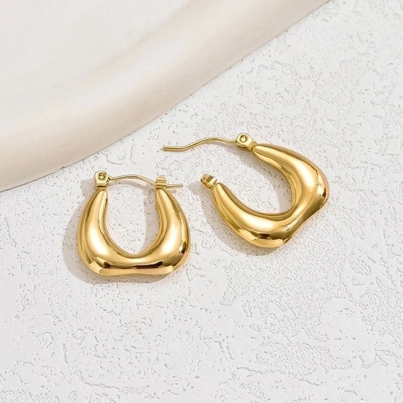 1 Pair Basic Vintage Style U Shape Plating Stainless Steel 18k Gold Plated White Gold Plated Hoop Earrings