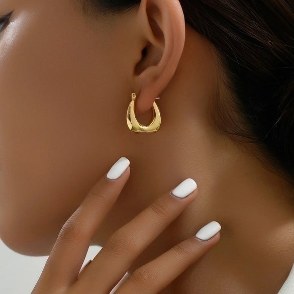 1 Pair Basic Vintage Style U Shape Plating Stainless Steel 18k Gold Plated White Gold Plated Hoop Earrings