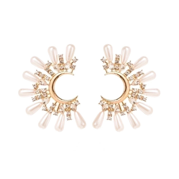 1 Pair Fashion C Shape Inlay Stainless Steel Titanium Steel Pearl Zircon Ear Studs