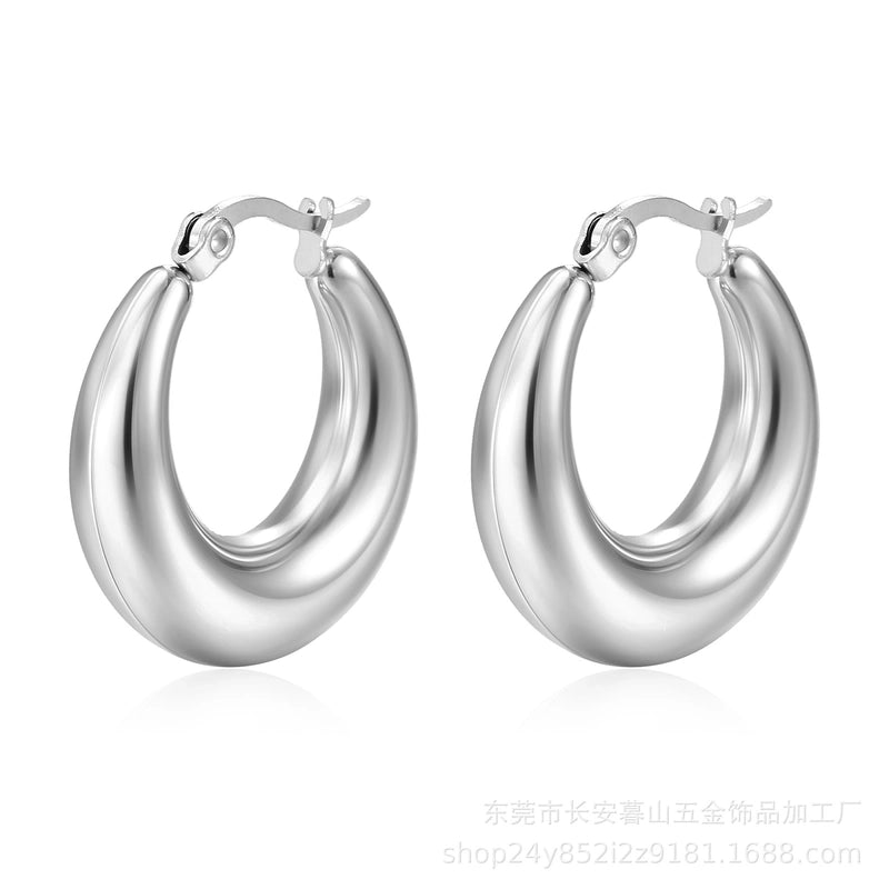 1 Pair Fashion Solid Color Plating Titanium Steel Earrings