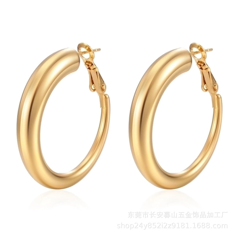 1 Pair Fashion Solid Color Plating Titanium Steel Earrings