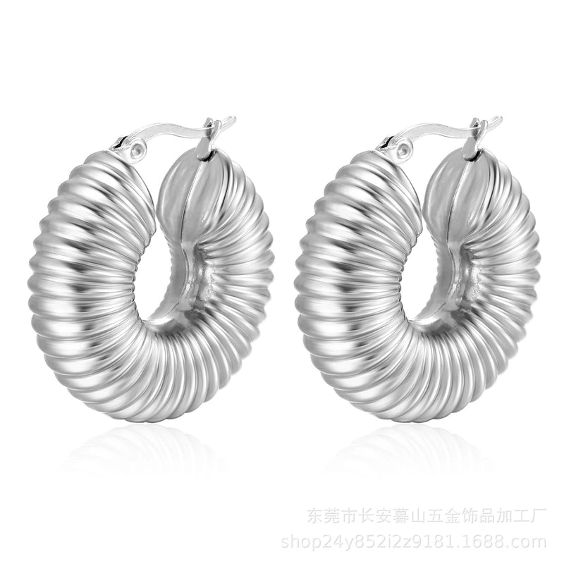 1 Pair Fashion Solid Color Plating Titanium Steel Earrings