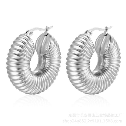 1 Pair Fashion Solid Color Plating Titanium Steel Earrings