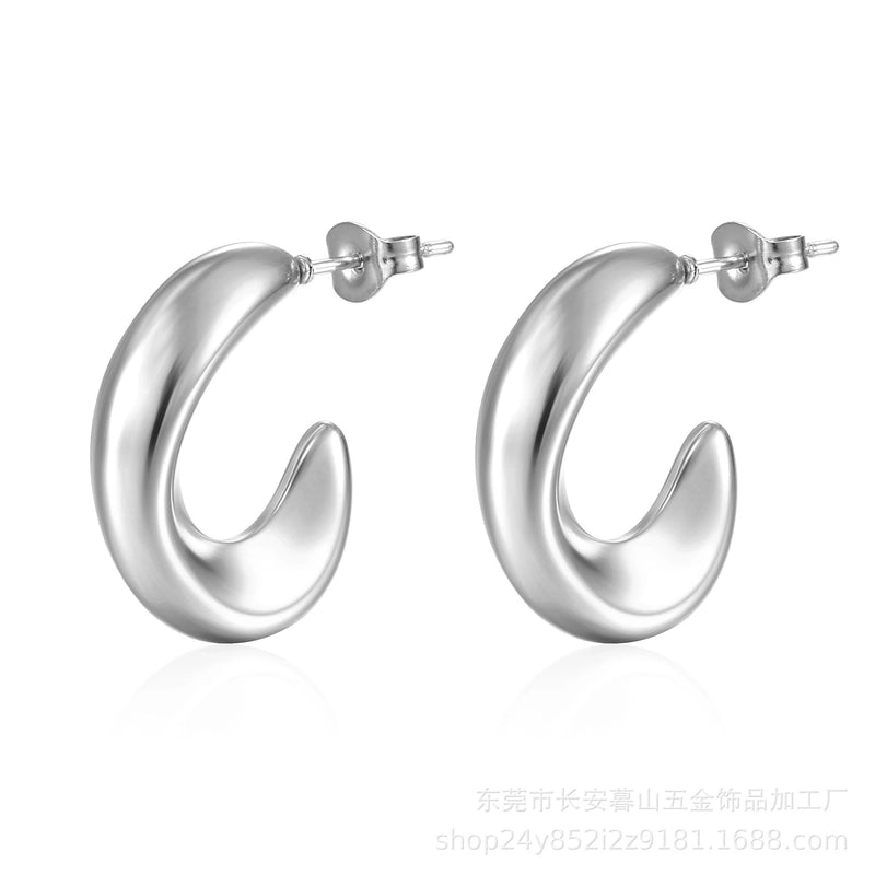 1 Pair Fashion Solid Color Plating Titanium Steel Earrings