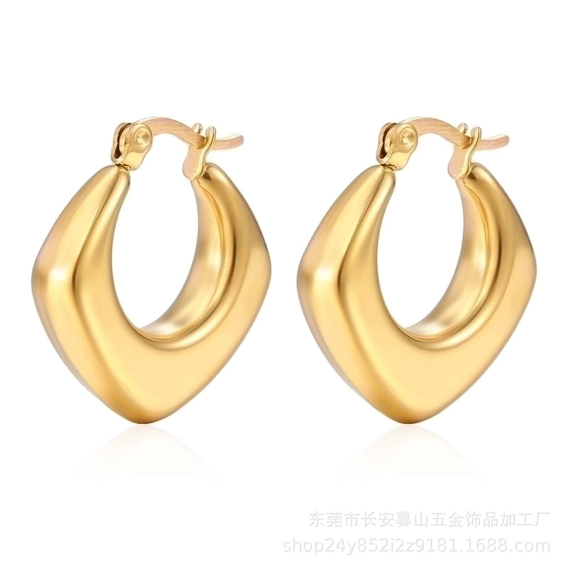 1 Pair Fashion Solid Color Plating Titanium Steel Earrings