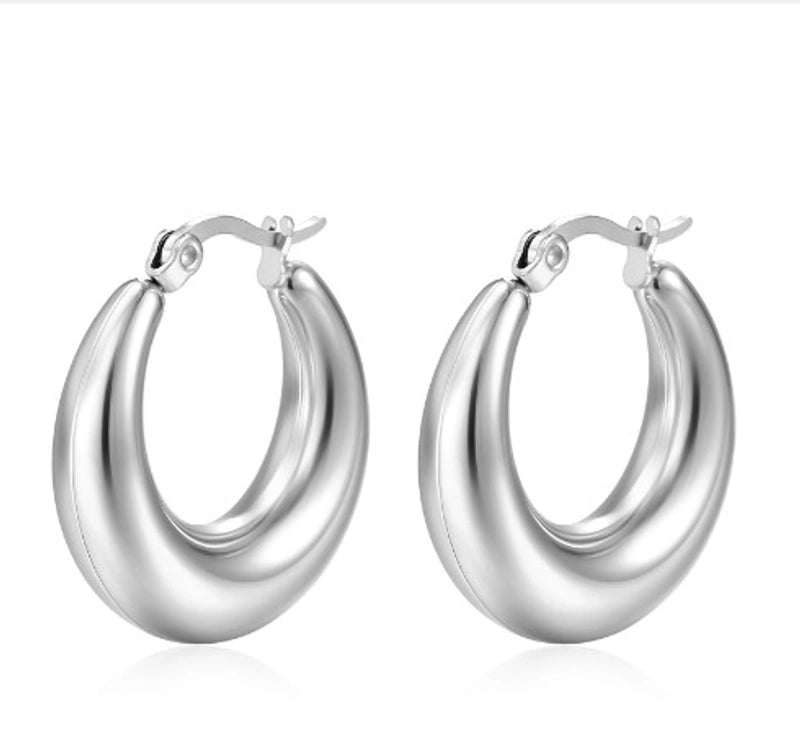 1 Pair Fashion Solid Color Plating Titanium Steel Earrings