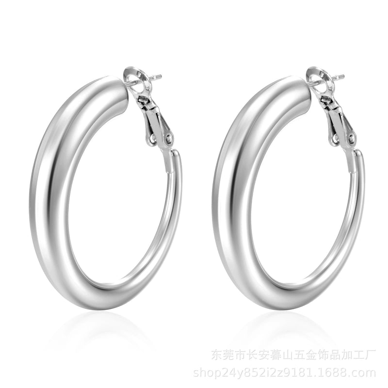 1 Pair Fashion Solid Color Plating Titanium Steel Earrings