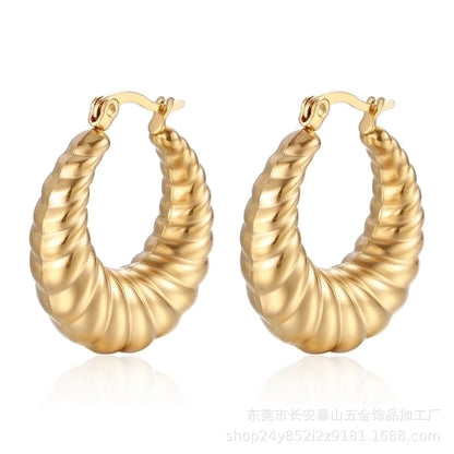 1 Pair Fashion Solid Color Plating Titanium Steel Earrings