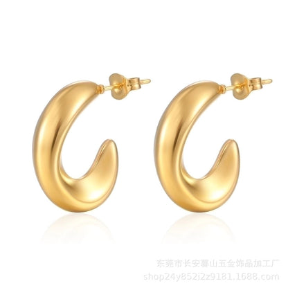 1 Pair Fashion Solid Color Plating Titanium Steel Earrings