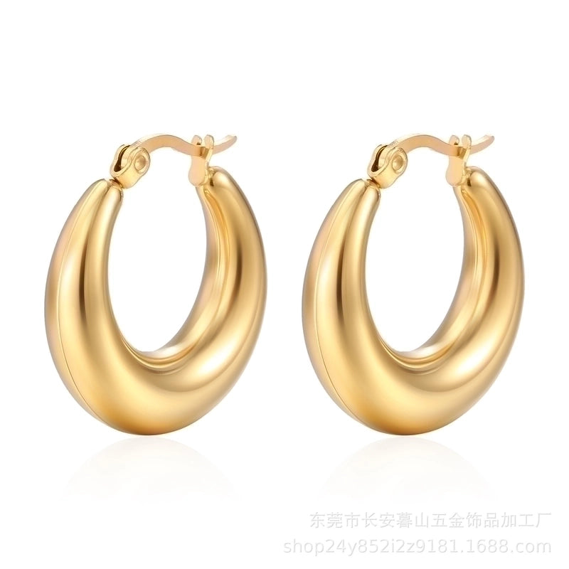 1 Pair Fashion Solid Color Plating Titanium Steel Earrings