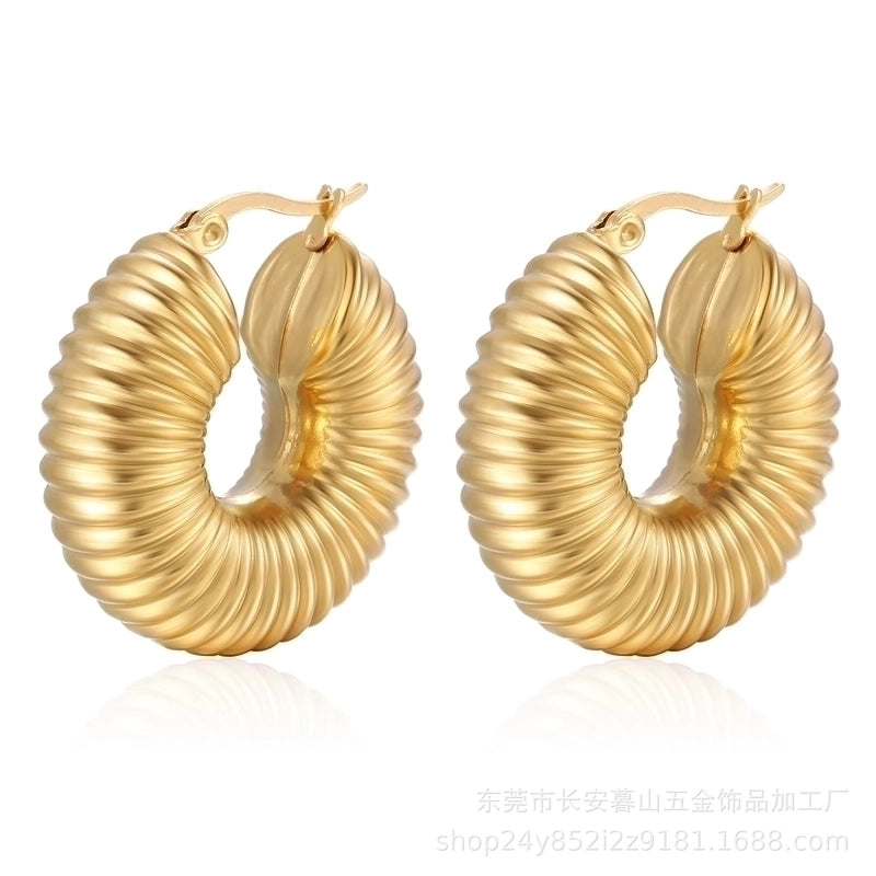 1 Pair Fashion Solid Color Plating Titanium Steel Earrings