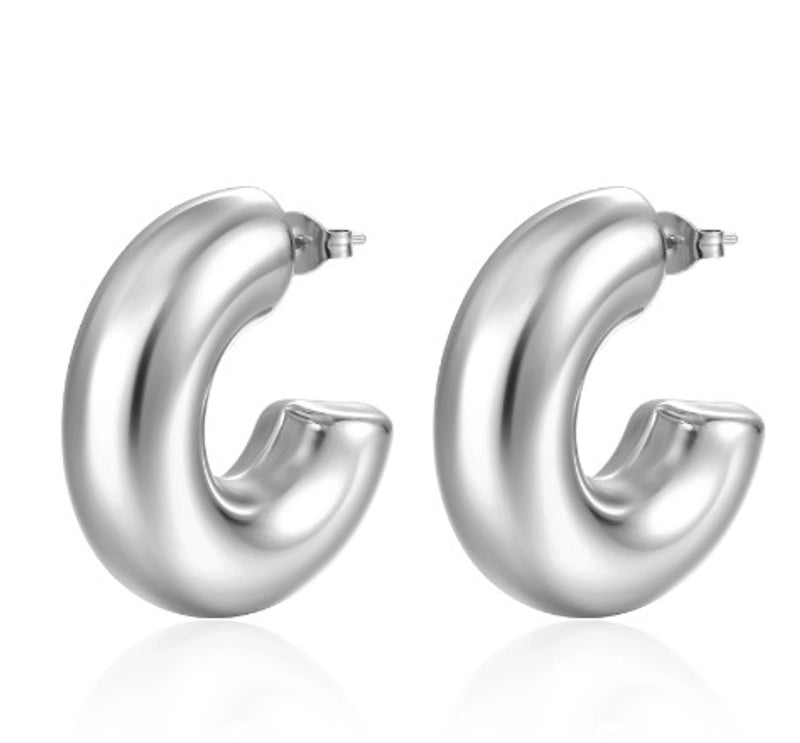 1 Pair Fashion Solid Color Plating Titanium Steel Earrings