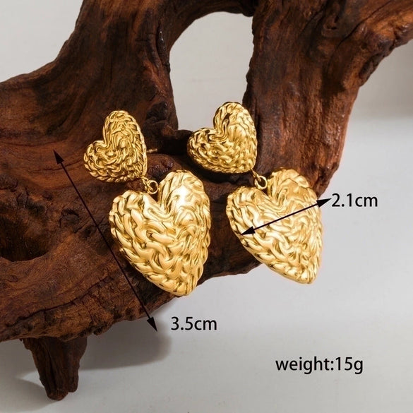 1 Pair Ig Style Casual Geometric Heart Shape Flower Plating Stainless Steel 18k Gold Plated Drop Earrings Ear Studs