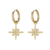 1 Pair Retro Circle Star Inlay Stainless Steel Zircon Drop Earrings