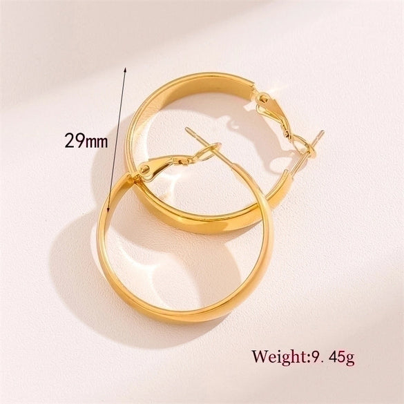 1 Pair Retro Simple Style Round Waves Plating Stainless Steel 18k Gold Plated Hoop Earrings