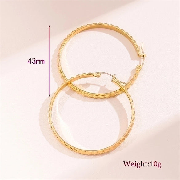 1 Pair Retro Simple Style Round Waves Plating Stainless Steel 18k Gold Plated Hoop Earrings