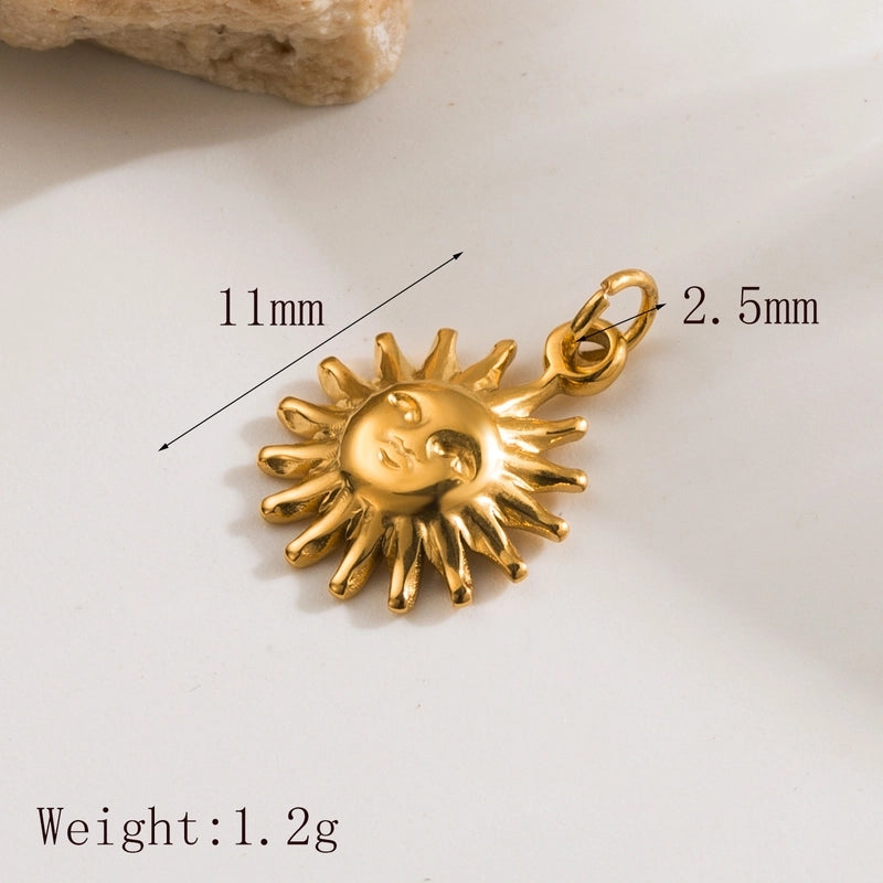 1 Piece 304 Stainless Steel 14K Gold Plated Elephant Sun Star Polished Pendant