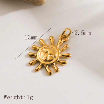 1 Piece 304 Stainless Steel 14K Gold Plated Elephant Sun Star Polished Pendant