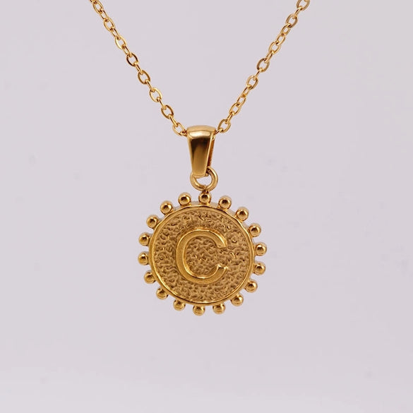 1 Piece 304 Stainless Steel 18K Gold Plated Letter Pendant