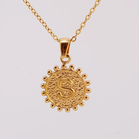 1 Piece 304 Stainless Steel 18K Gold Plated Letter Pendant