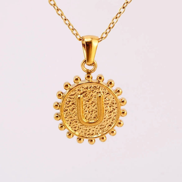 1 Piece 304 Stainless Steel 18K Gold Plated Letter Pendant