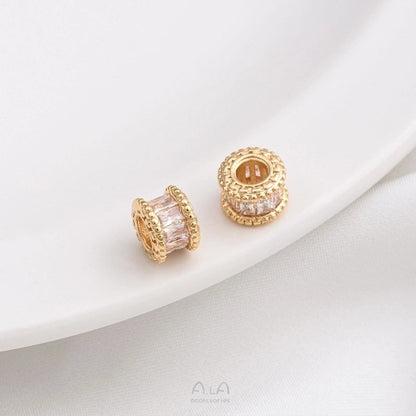 1 Piece 6.5.* 5mm 7 * 3mm 8 * 4mm Copper Zircon 14K Gold Plated Geometric Solid Color Polished Spacer Bars