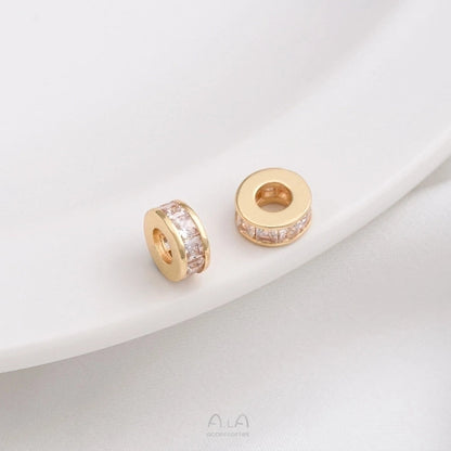 1 Piece 6.5.* 5mm 7 * 3mm 8 * 4mm Copper Zircon 14K Gold Plated Geometric Solid Color Polished Spacer Bars