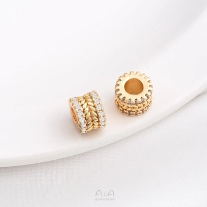 1 Piece 6.5.* 5mm 7 * 3mm 8 * 4mm Copper Zircon 14K Gold Plated Geometric Solid Color Polished Spacer Bars