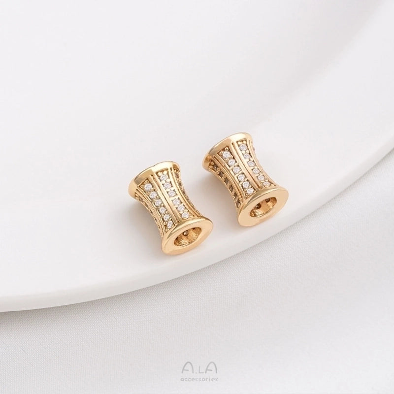 1 Piece 6.5.* 5mm 7 * 3mm 8 * 4mm Copper Zircon 14K Gold Plated Geometric Solid Color Polished Spacer Bars