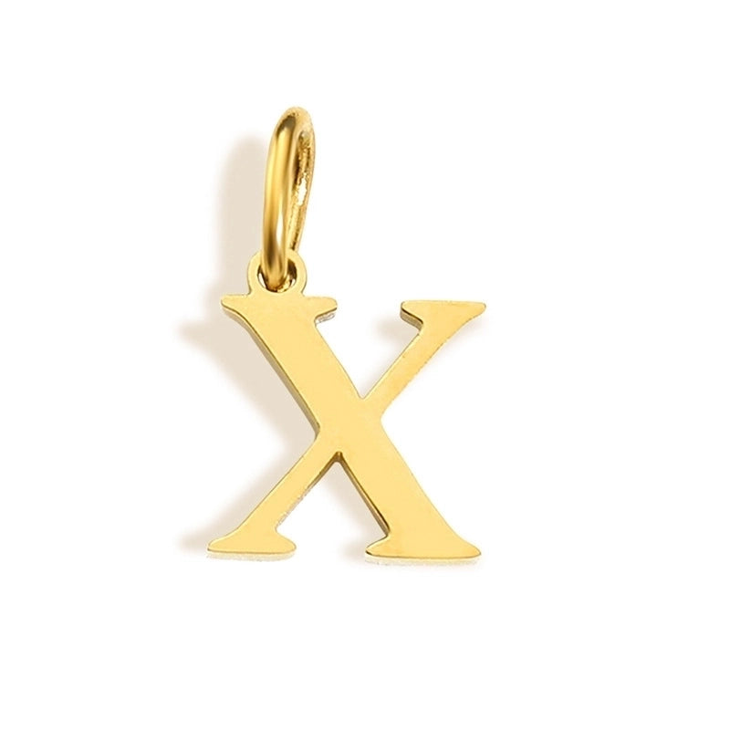 1 Piece Stainless Steel 14K Gold Plated Letter Polished Pendant