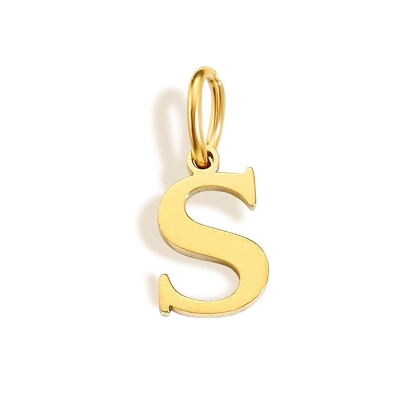 1 Piece Stainless Steel 14K Gold Plated Letter Polished Pendant