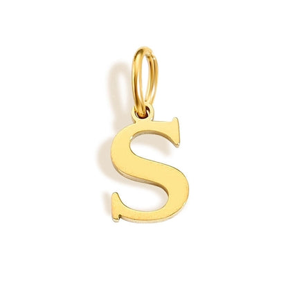 1 Piece Stainless Steel 14K Gold Plated Letter Polished Pendant