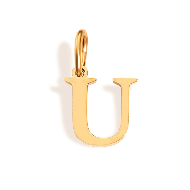 1 Piece Stainless Steel 14K Gold Plated Letter Polished Pendant