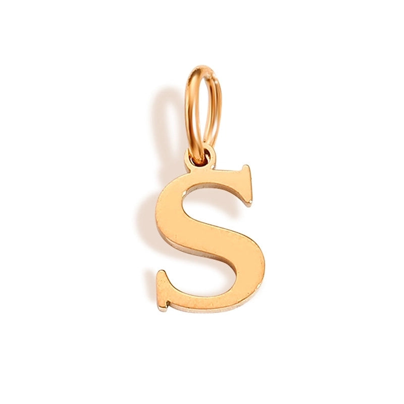 1 Piece Stainless Steel 14K Gold Plated Letter Polished Pendant