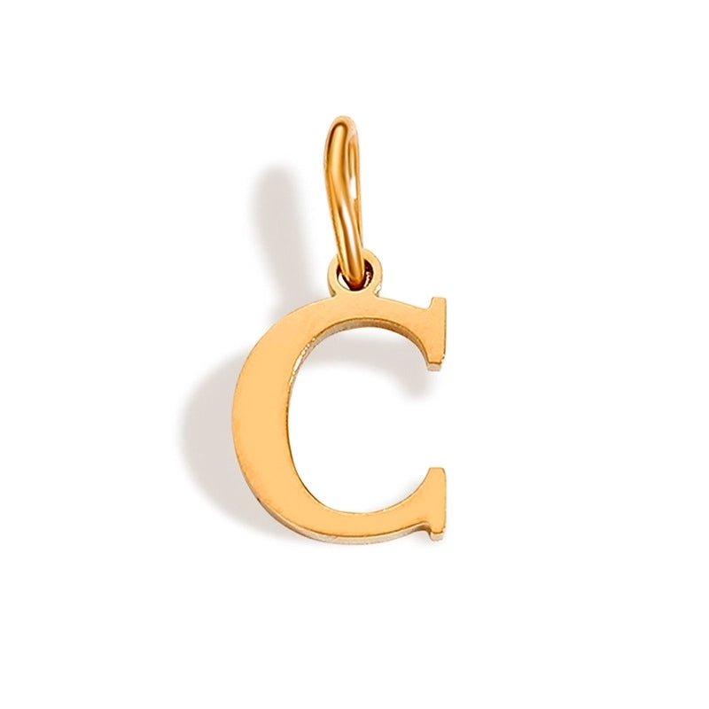 1 Piece Stainless Steel 14K Gold Plated Letter Polished Pendant