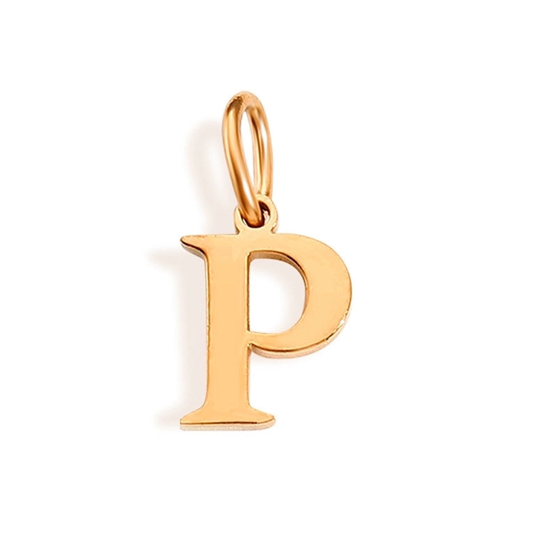 1 Piece Stainless Steel 14K Gold Plated Letter Polished Pendant