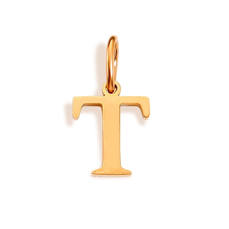 1 Piece Stainless Steel 14K Gold Plated Letter Polished Pendant