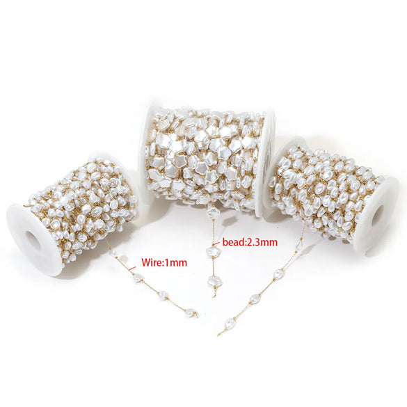 1 M 304 Stainless Steel Imitation Pearl 8*13mm Jewelry Accessories Chain