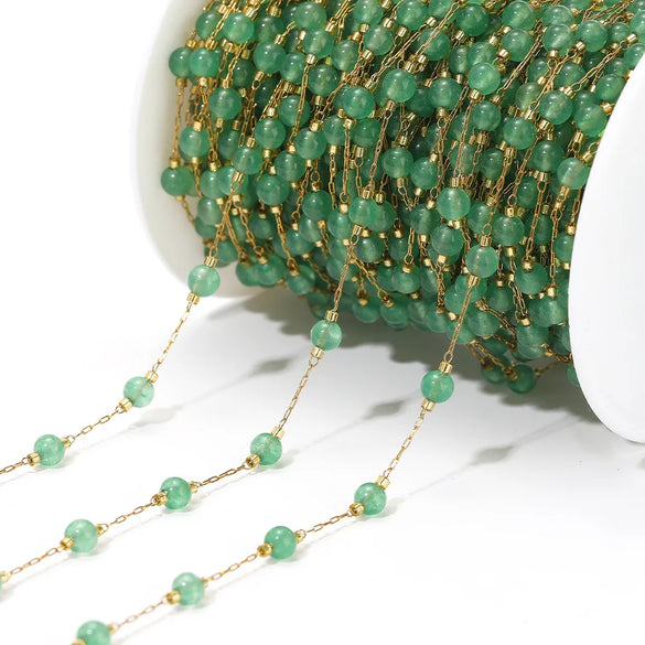 1 M 304 Stainless Steel Natural Stone Diameter 3mm Diameter 4mm Jewelry Accessories Chain