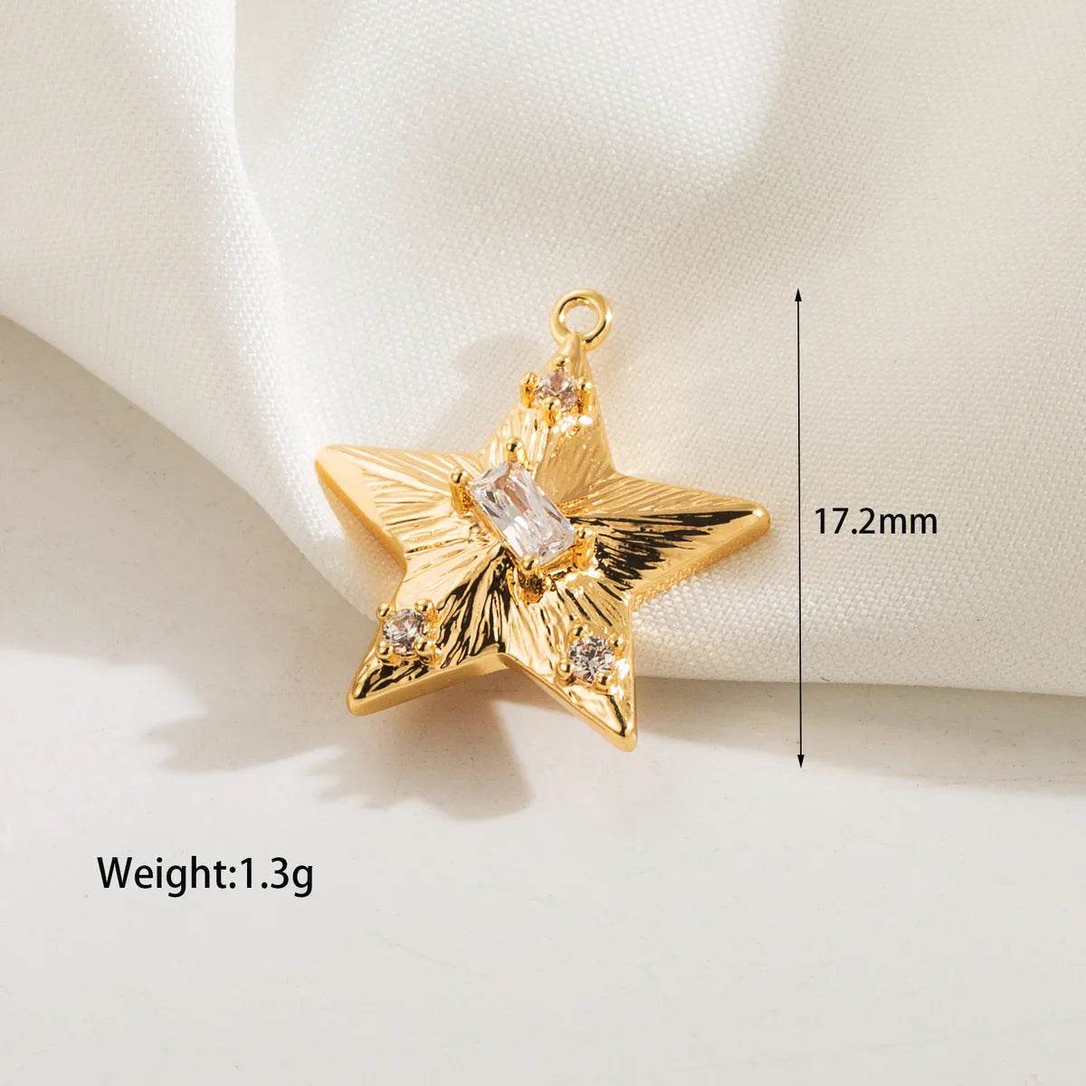 1 Pack Of 2 Hole 1~1.9mm Copper Zircon 14K Gold Plated Pentagram Sun Life Tree Polished Pendant