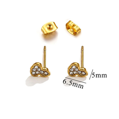 1 Pack Of 5 Pairs Cute Sweet IG Style Geometric Star Heart Shape Inlay Titanium Steel Zircon Ear Studs