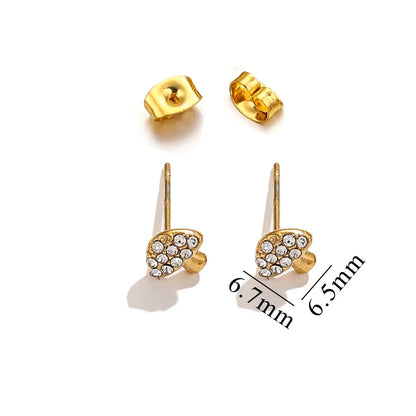 1 Pack Of 5 Pairs Cute Sweet IG Style Geometric Star Heart Shape Inlay Titanium Steel Zircon Ear Studs