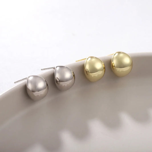 1 Pair 18K Gold Plated Sterling Silver Solid Color Ear Studs