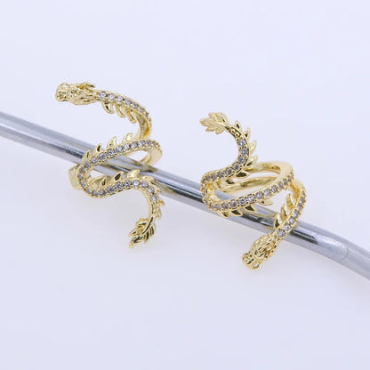 1 Pair 2 Pairs Modern Style Classic Style Artistic Dragon Plating Inlay Copper Zircon 18K Gold Plated Ear Cuffs