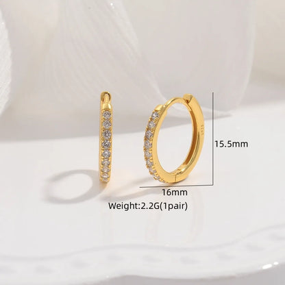 1 Pair 22K Gold Plated Sterling Silver Zircon Round Earrings