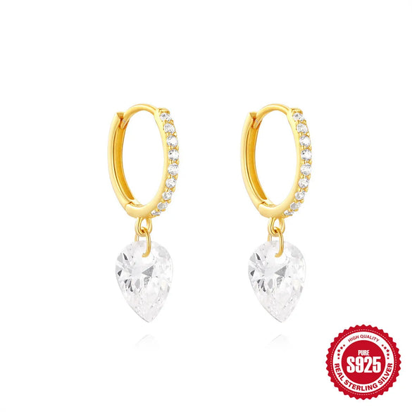 1 Pair 925 Sterling Silver Zircon 925 Sterling Silver Earrings Geometric Drop Earrings